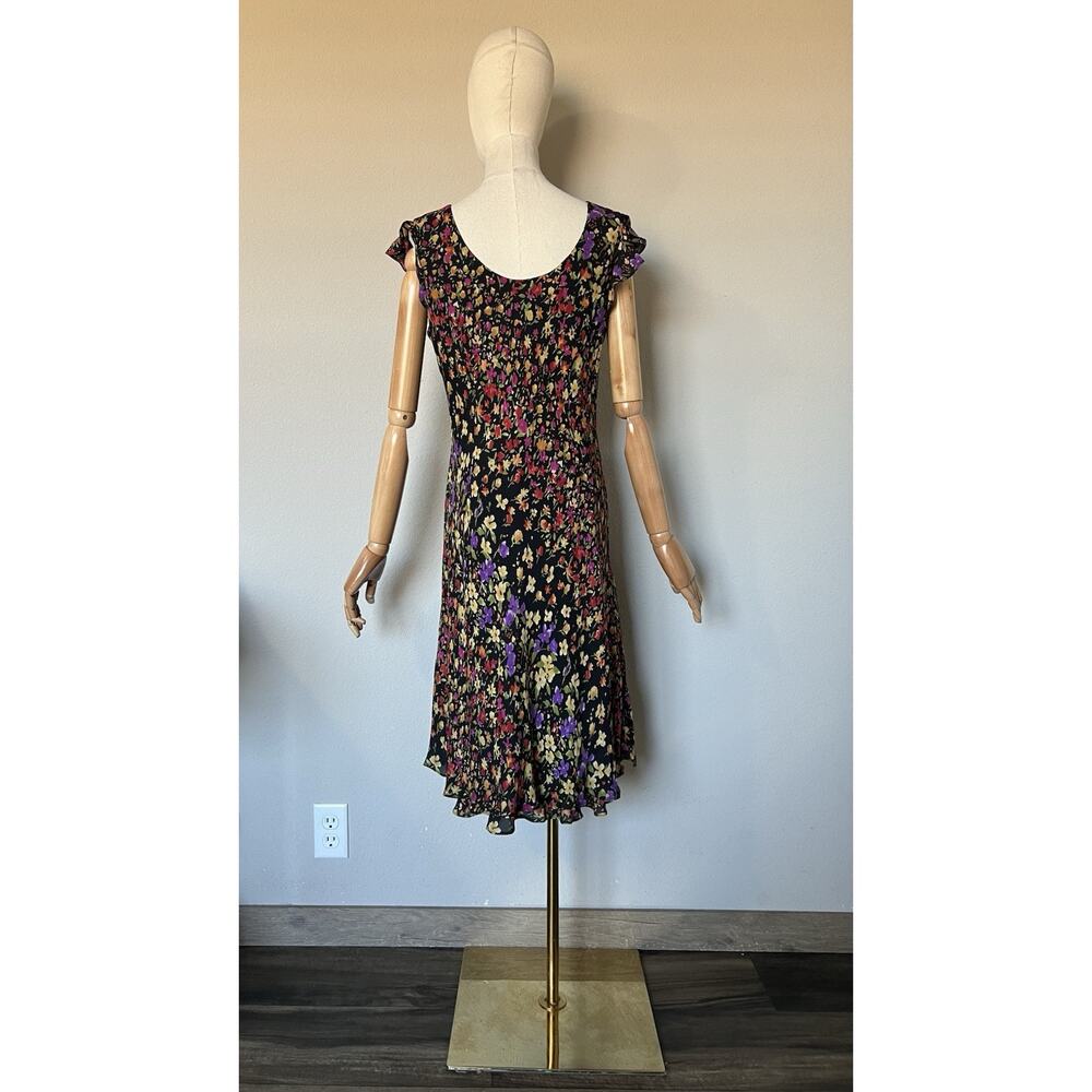 Talbots Size 12 Pure Silk Dress Womens Black Floral Feminine Vintage Y2K - Picture 8 of 16